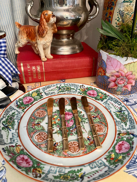 Vintage Bronze Chinoiserie Bamboo Spreaders