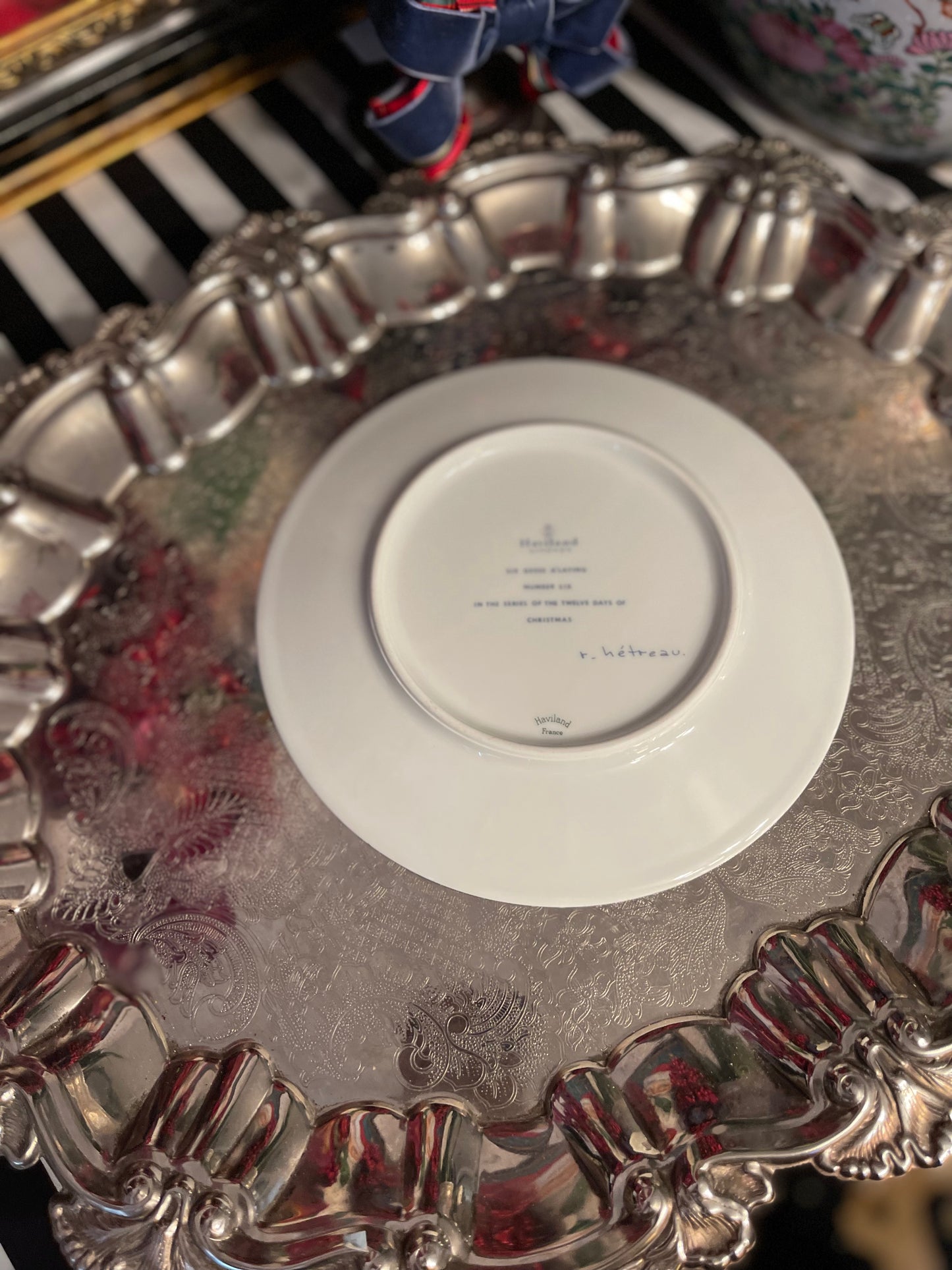 Vintage Haviland Limoges Six Geese A'Laying Plate, Twelve Days of Christmas