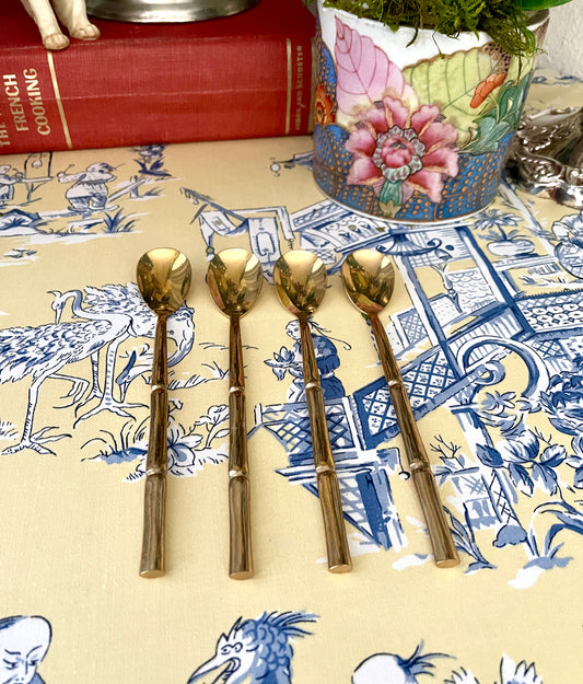 Vintage Chinoiserie Bronze Bamboo Iced Tea Spoons