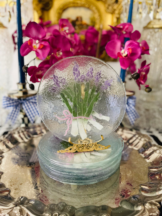 Blown Glass Asparagus Salad/Dessert Plates - Set of 10 - Vintage