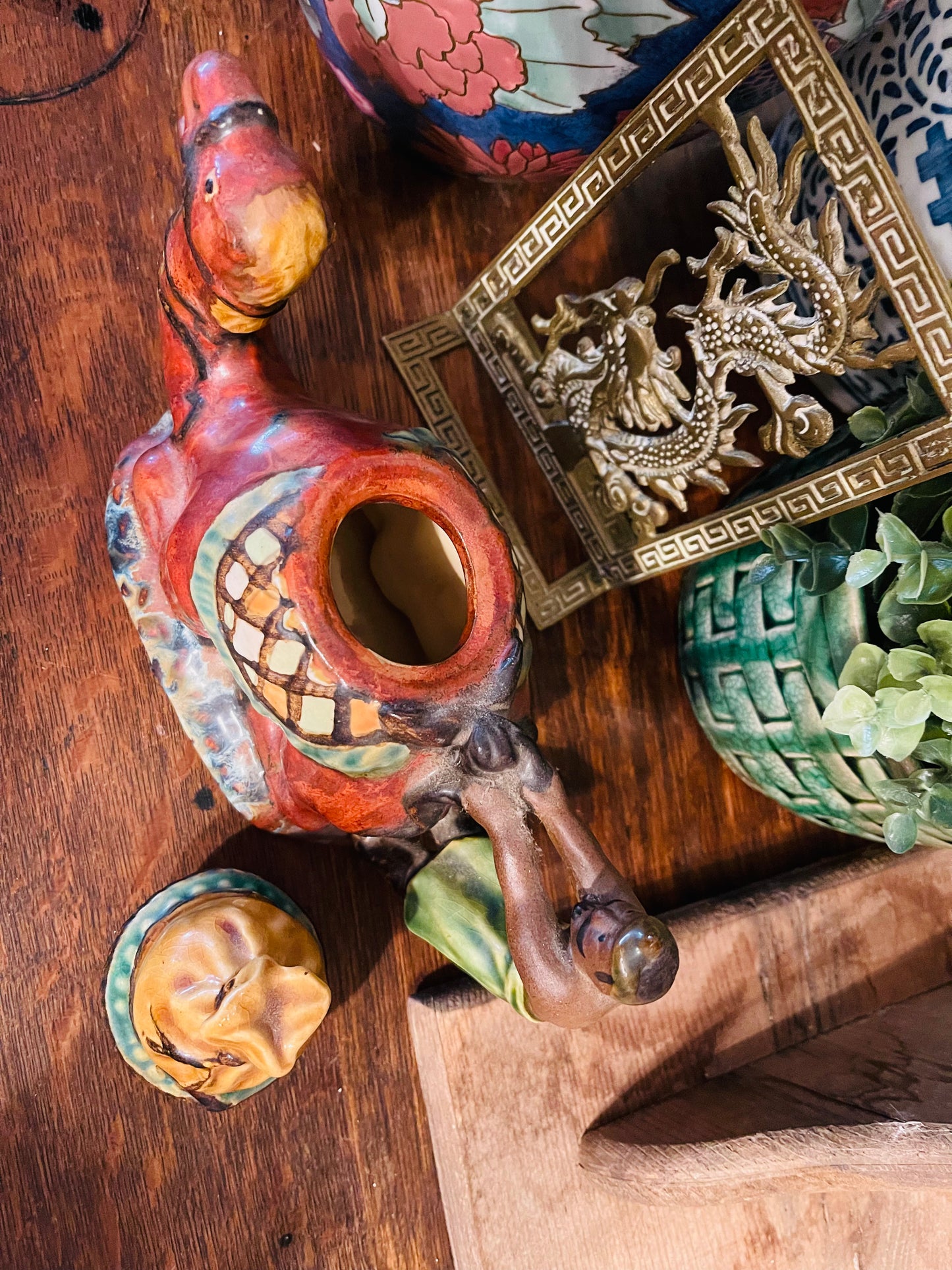 Vintage Majolica Camel Tea Pot, Camel Shelf Decor