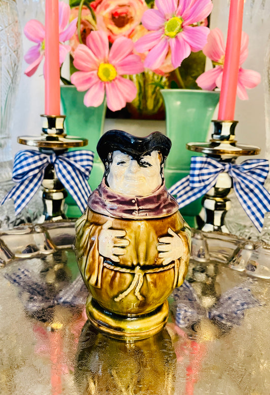 Antique Majolica Monk Pitcher, Majolica Friar Jug, Majolica Toby Jug