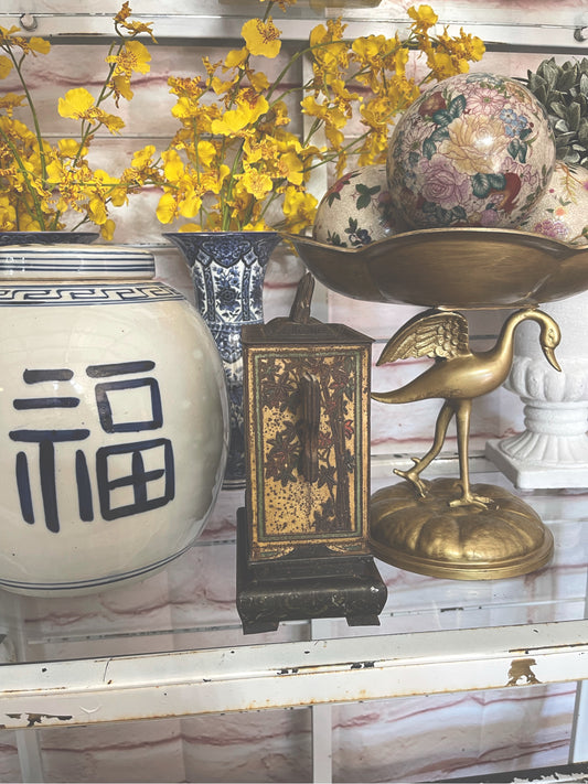 Huntley & Palmers Chinoiserie Double Crane Biscuit Tin, Antique