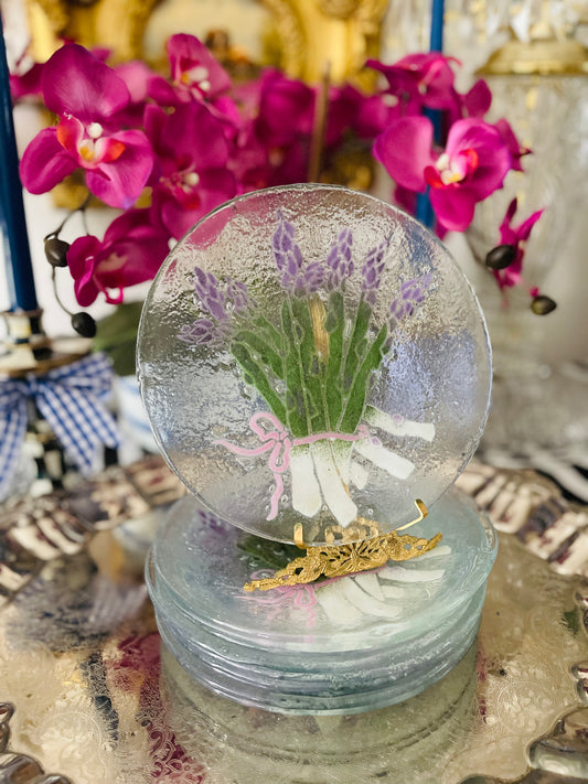 Blown Glass Asparagus Salad/Dessert Plates - Set of 10 - Vintage