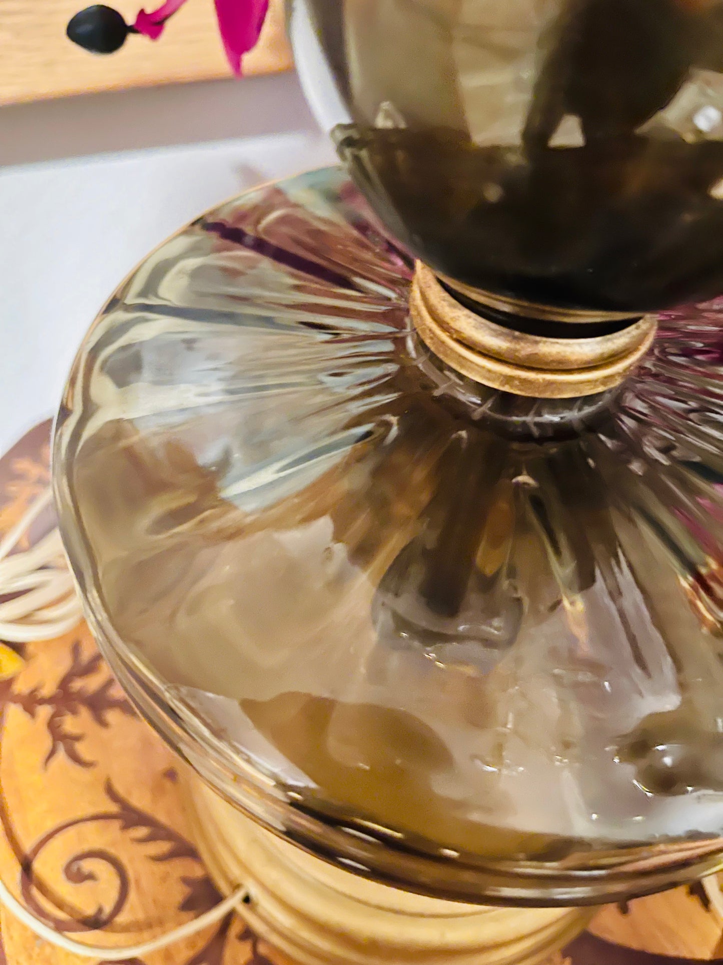 Italian Murano Smoke Glass Table Lamp Pair,MCM