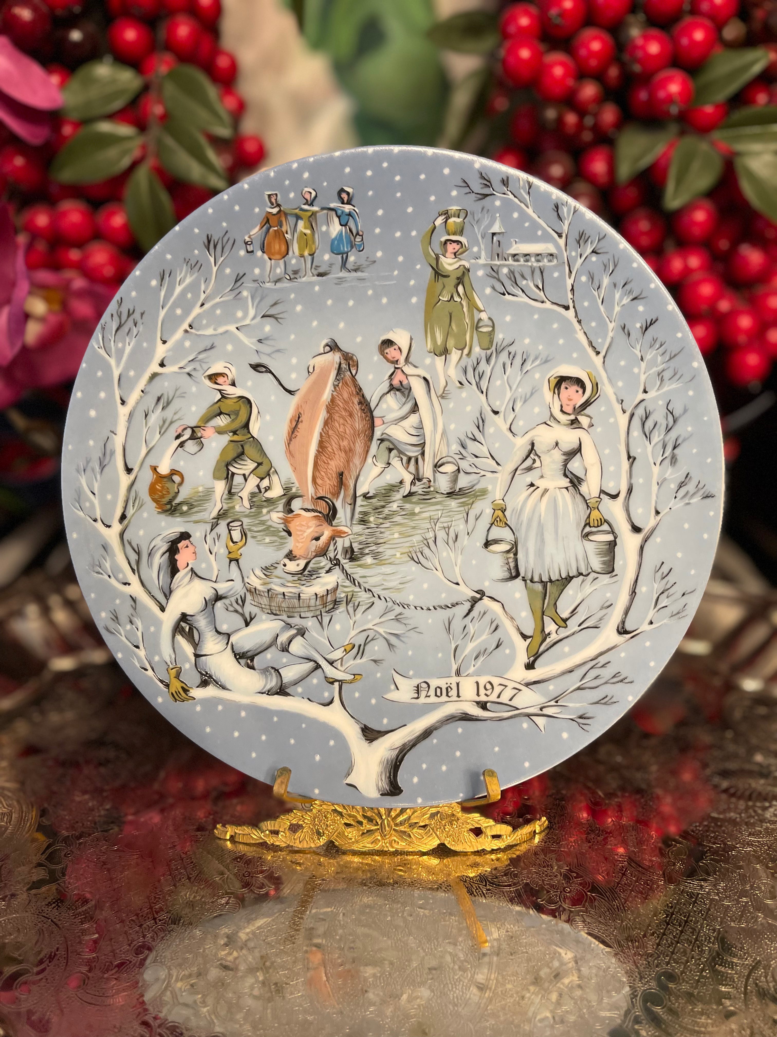 Vintage Eight Maids A Milking Plate by Haviland Limoges Twelve Days o Under The Copper Roof