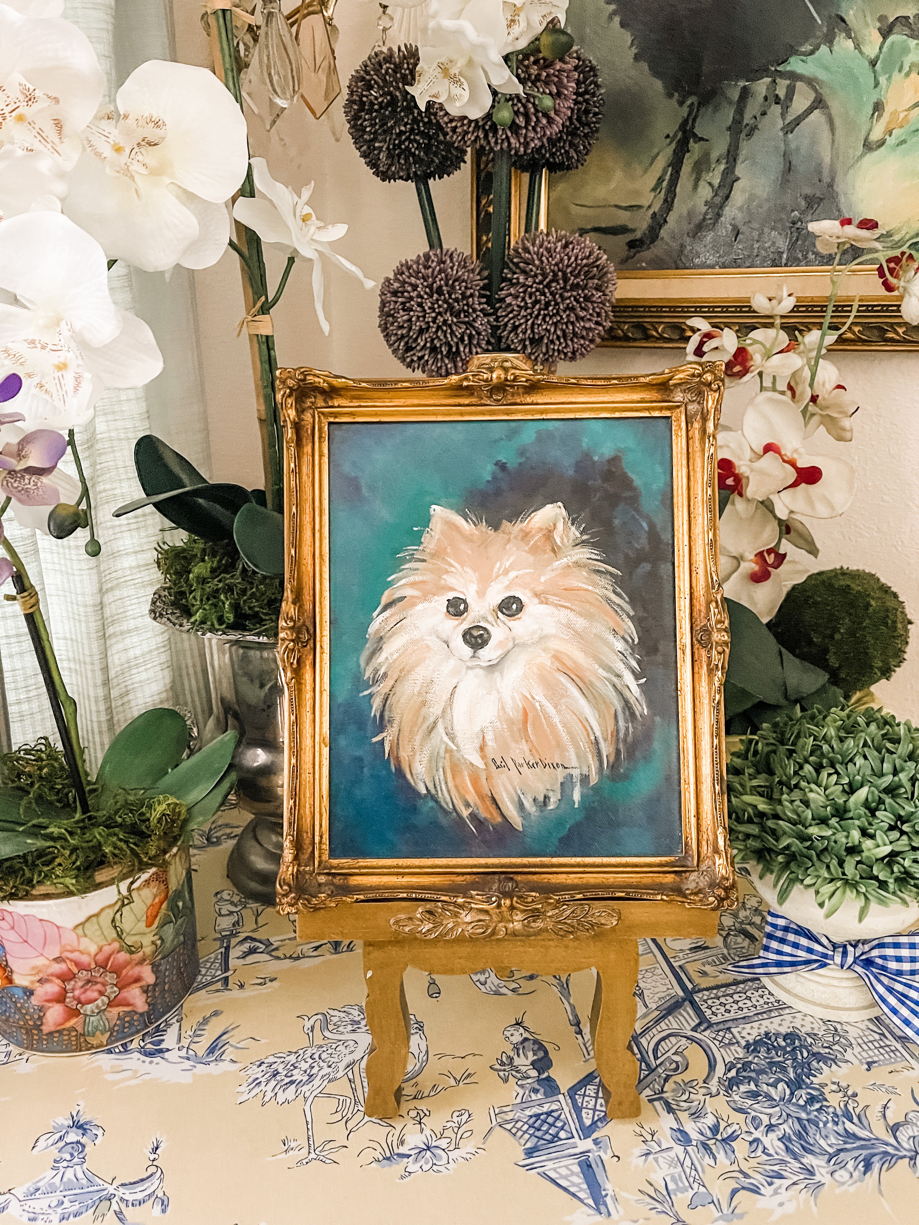 Pomeranian Original Painting on 16x20 Canvas – Audra Style