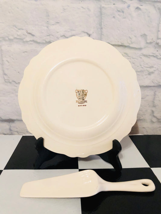 Vintage Chinoiserie Double Blue Phoenix Plate & Server