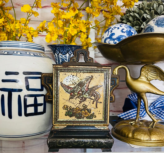 Huntley & Palmers Chinoiserie Double Crane Biscuit Tin, Antique