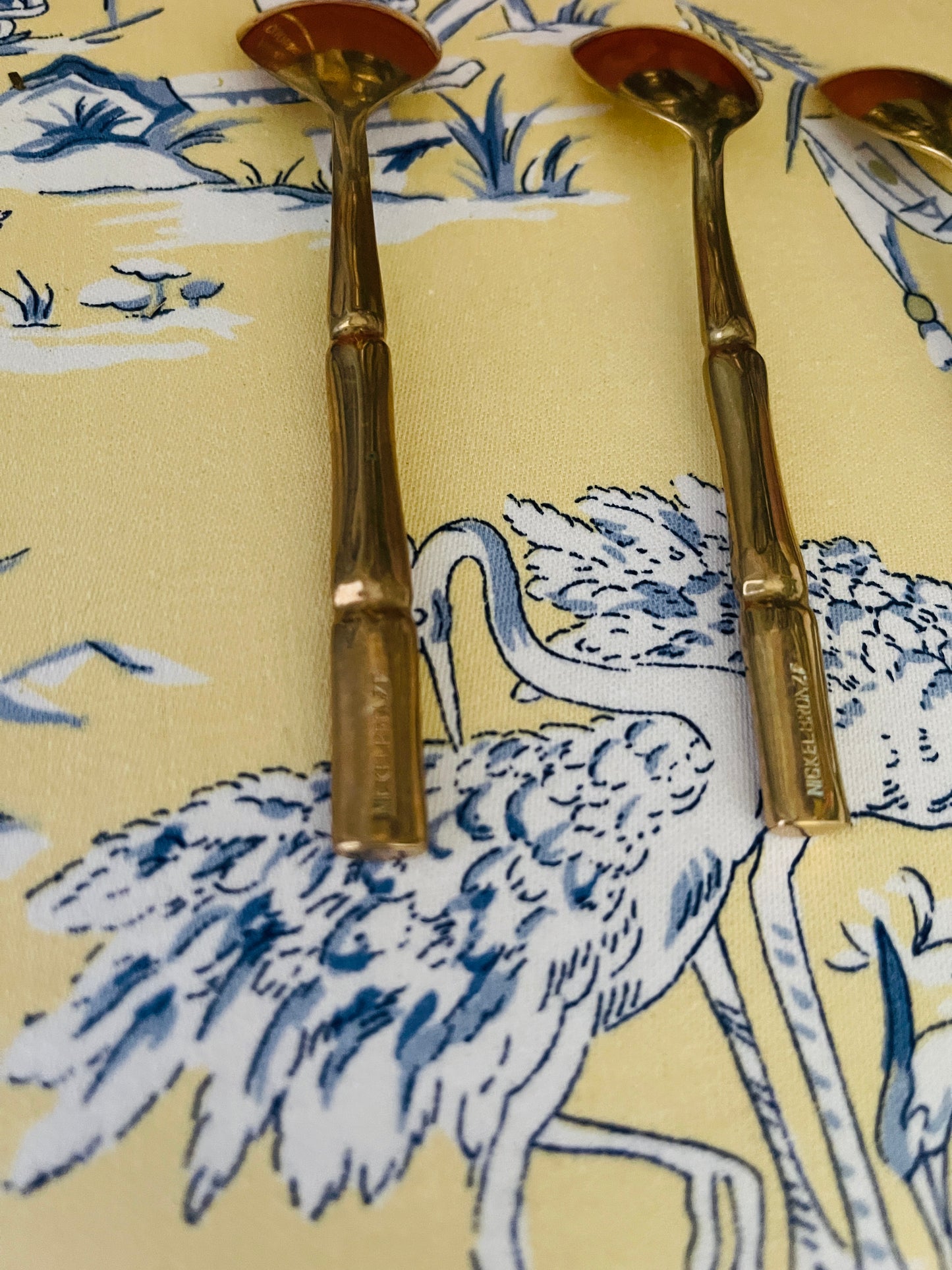 Vintage Chinoiserie Brass Bamboo Table/Tea Spoons