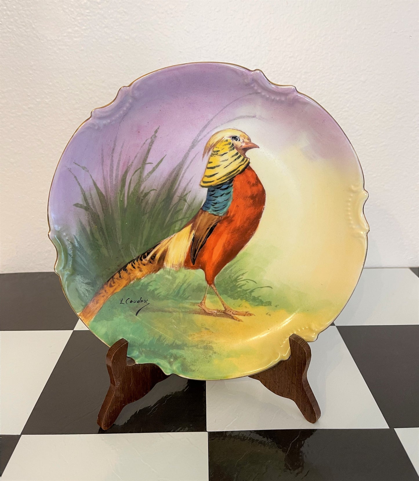 Antique Limoges Chinese Pheasant Plate, Hand Painted, Artist Signed