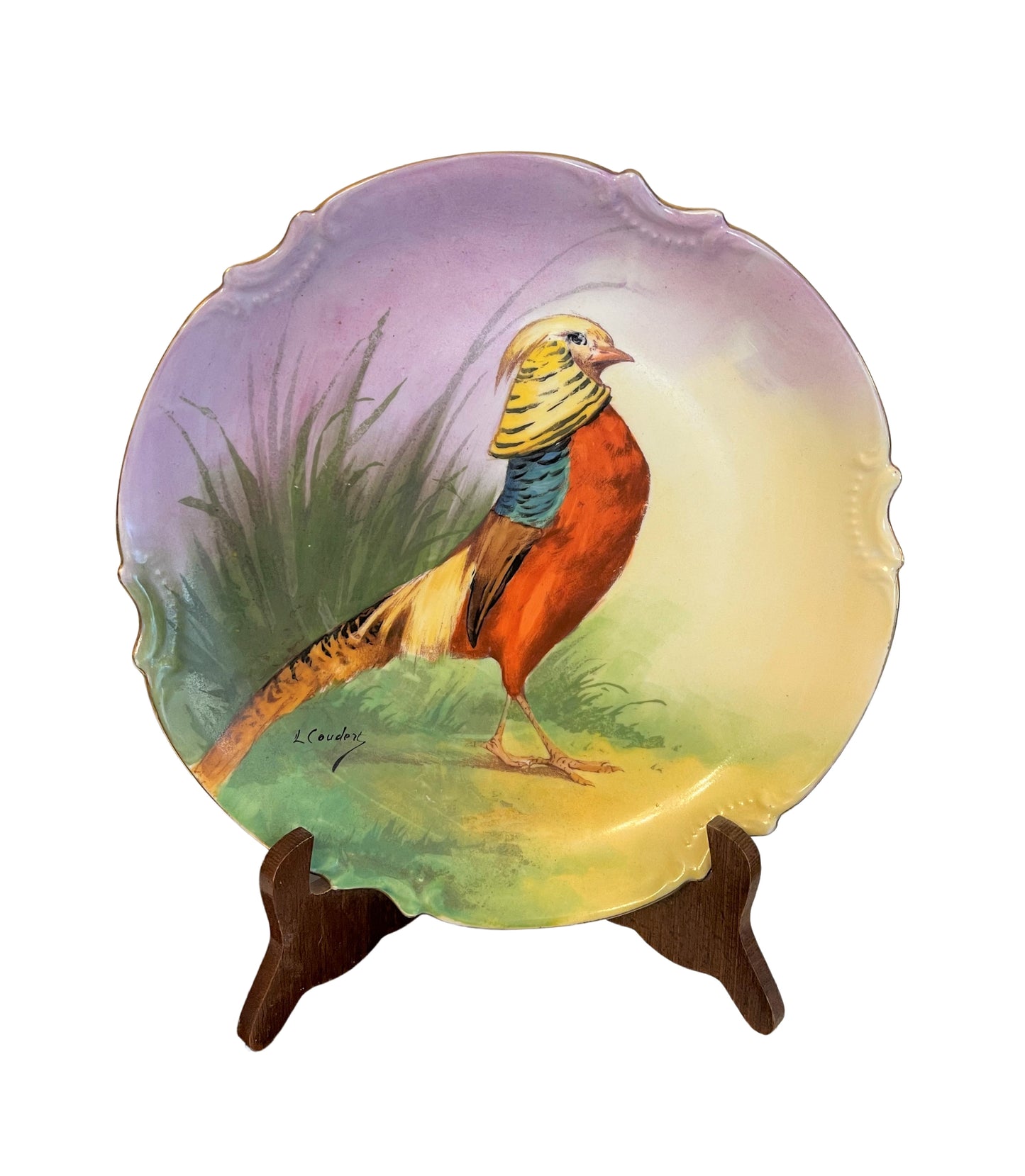 Antique Limoges Chinese Pheasant Plate, Hand Painted, Artist Signed