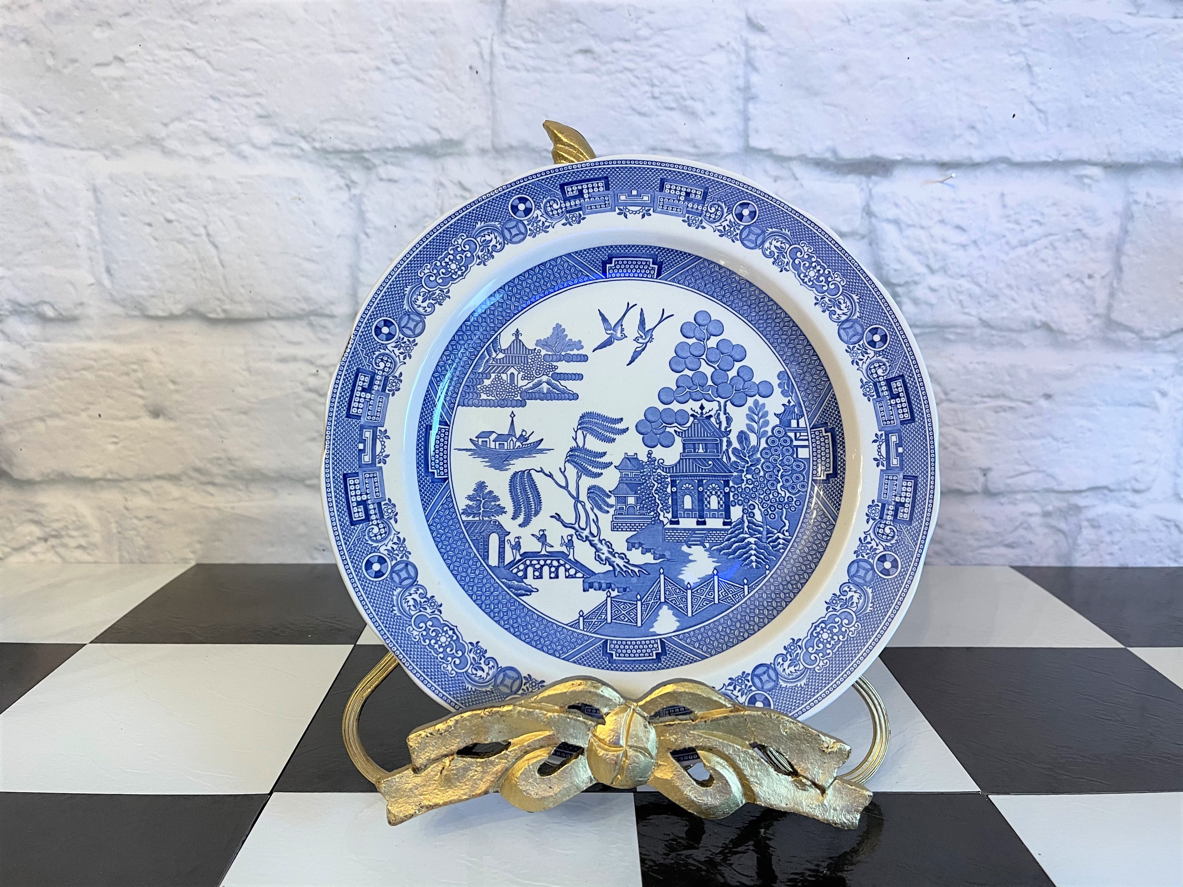 Antique Blue Willow, Blue Willow by Doulton's, Gold Rimmed Plates