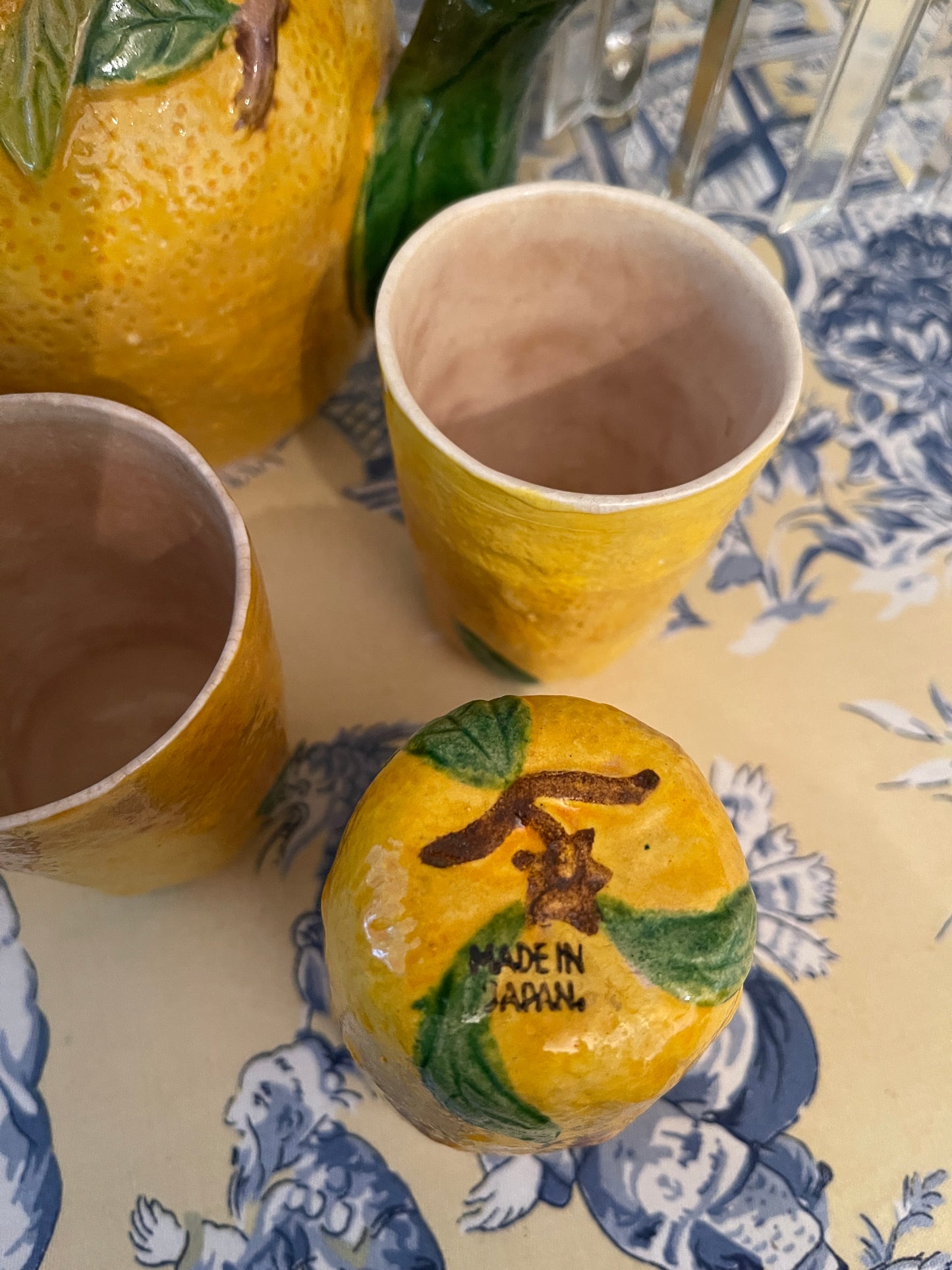 Vintage Majolica Lemon Tea Set, Made in Japan