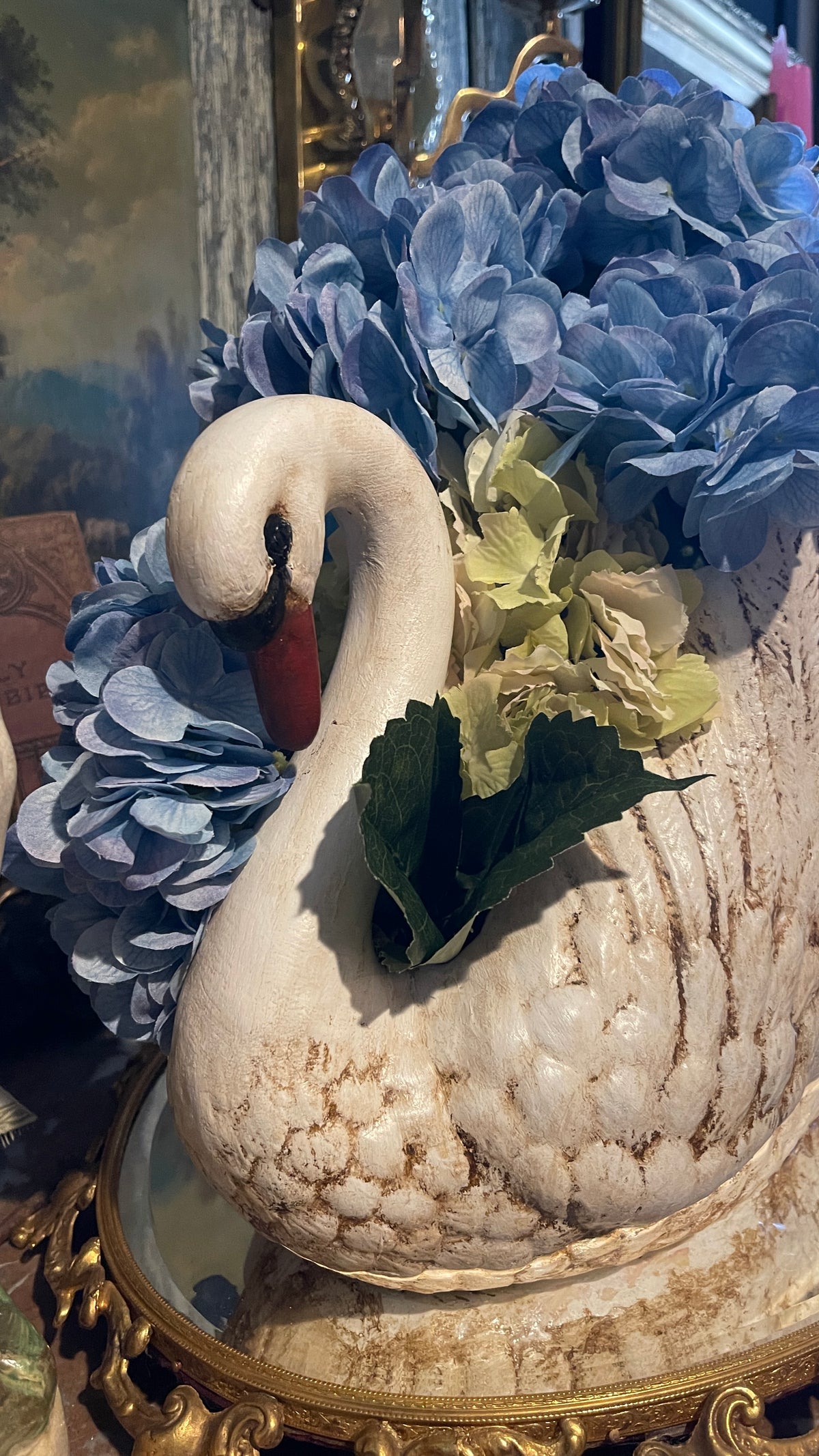 VINTAGE DOUBLE-SWAN PLANTER WITH CUSTOM OLD WORLD FINISH