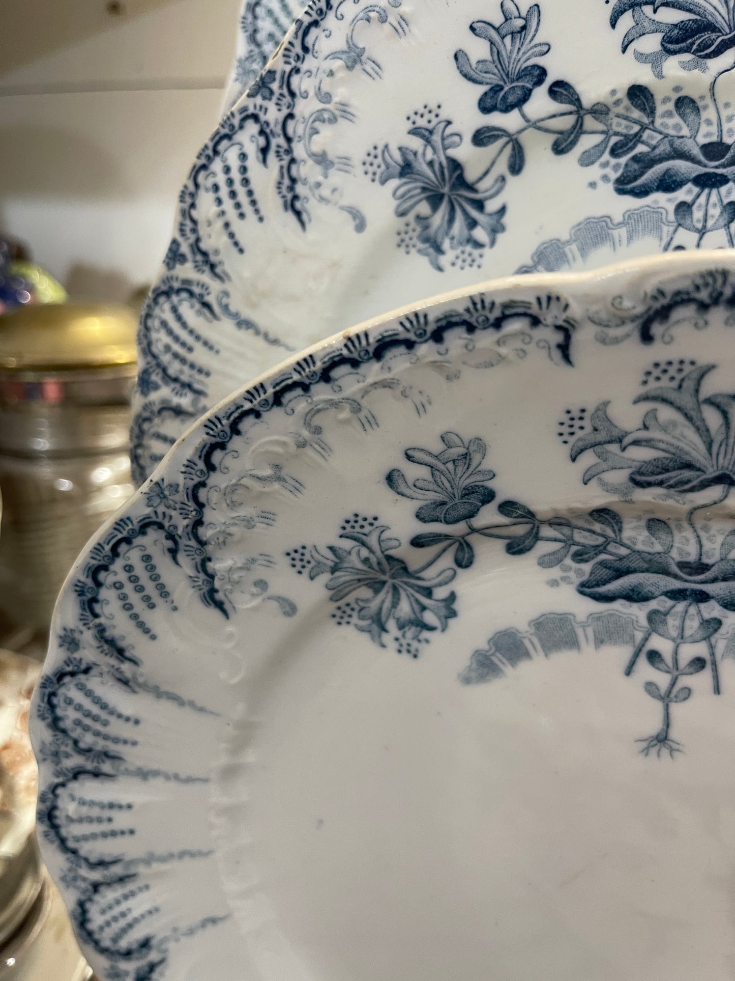 Antique French Blue & White Faience Dinner Plate – St. Amand et Hamage “Régence” c.1900