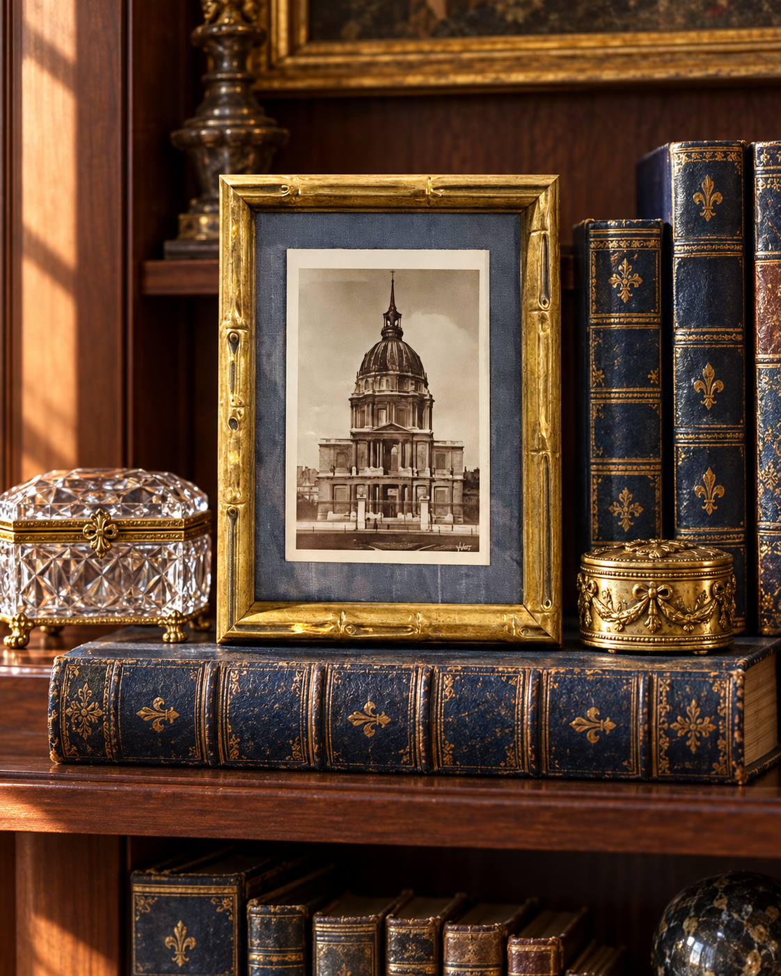 Antique Paris Postcard – The Panthéon in Gold Bamboo Frame