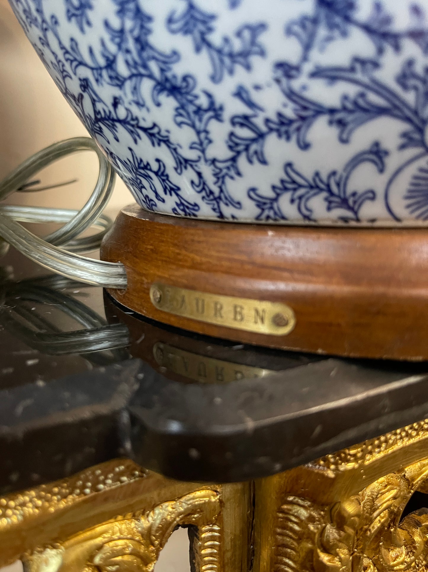 Lauren Ralph Lauren Blue & White Ginger Jar Table Lamp •Chinoiserie Style • Hollywood Regency Influence • Collected Home Lighting