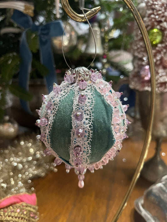 Green, Pink, and Lavender Push Pin Christmas Ornament