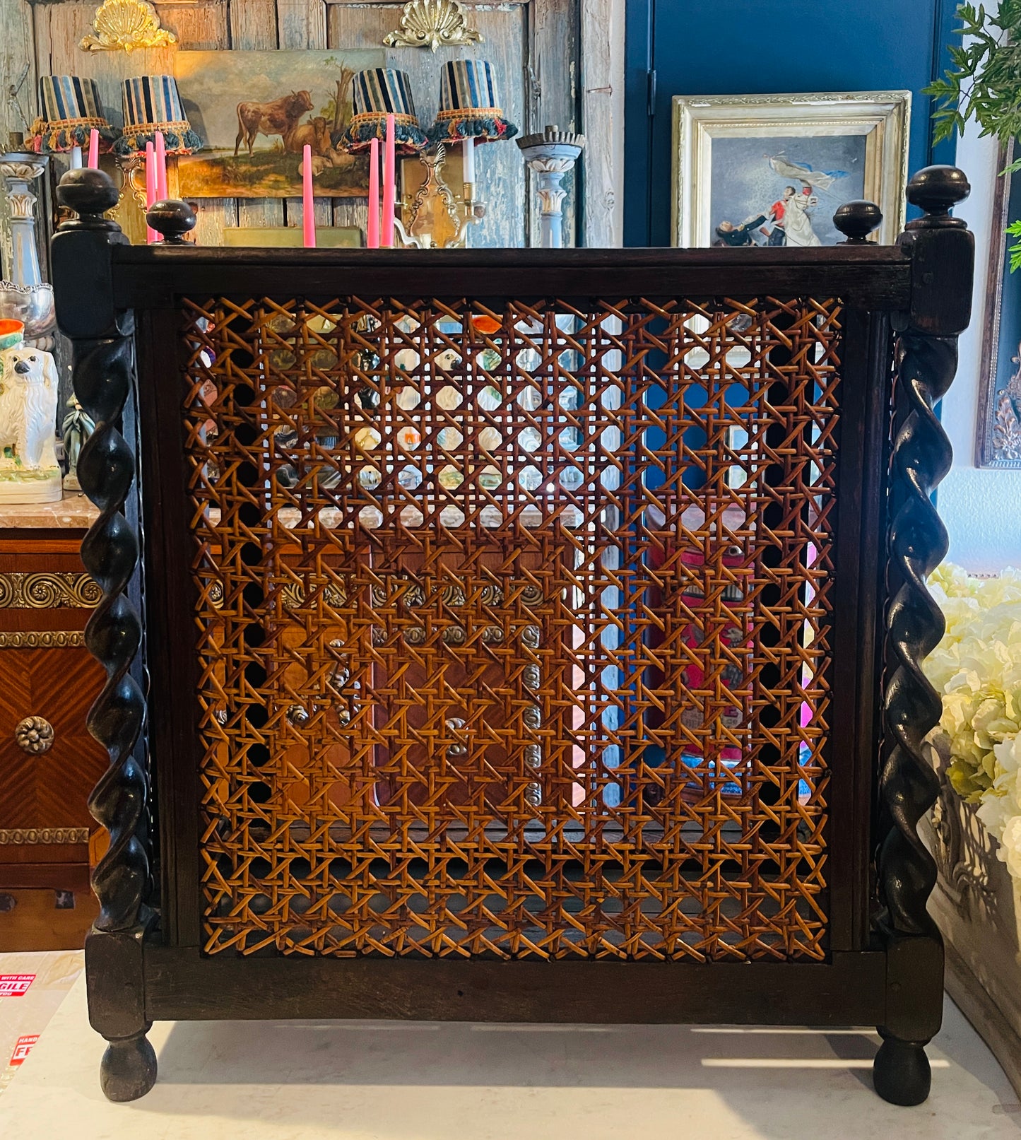 Antique 19th Century Barley Twist & Cane Umbrella Stand | English-Style Entryway Holder