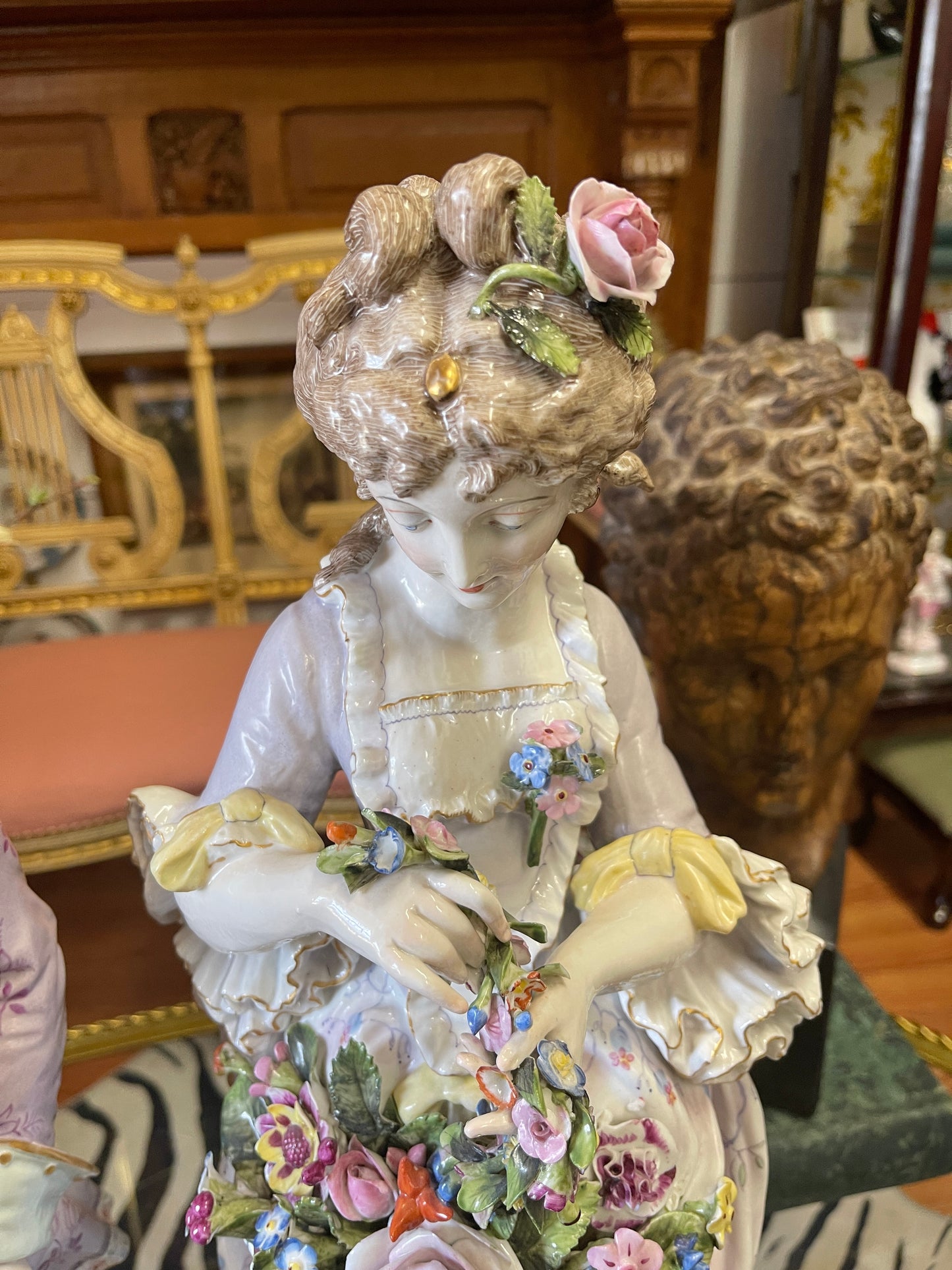 Monumental Pair of Meissen Porcelain Figural Statuettes|Hand-Painted | 24 Inches Tall