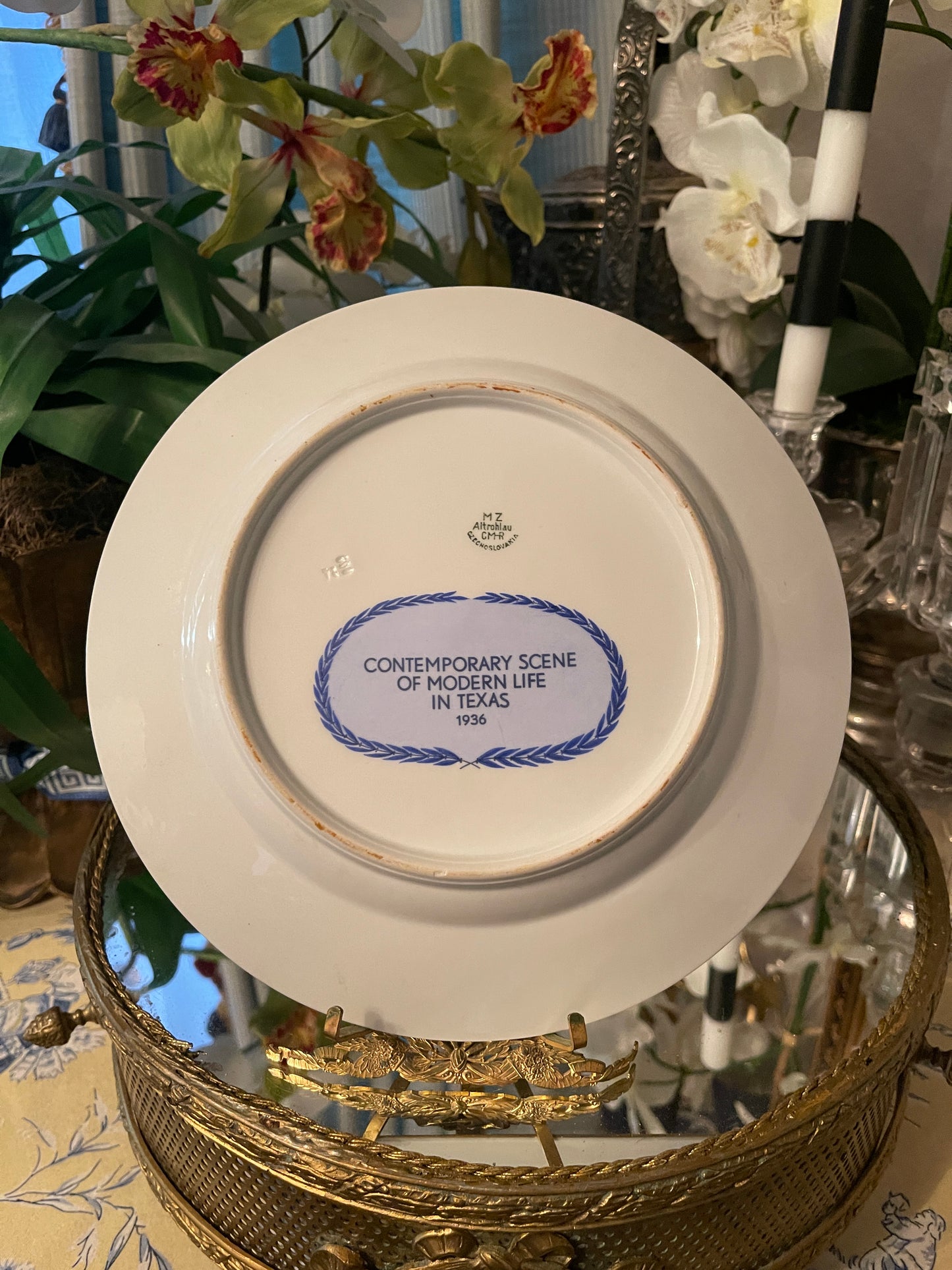 Rare Complete Set of Twelve (12) 1936 Texas Centennial Blue & White Porcelain Plates by Moritz Zdekauer – Museum-Quality Collection