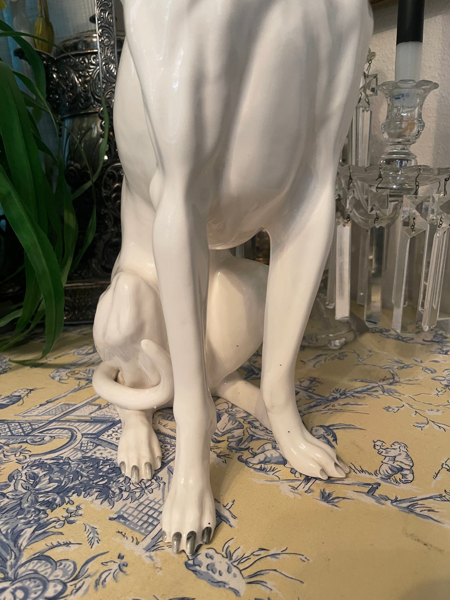 LARGE Italian Greyhound /Whippet, Hand Painted Porcelain