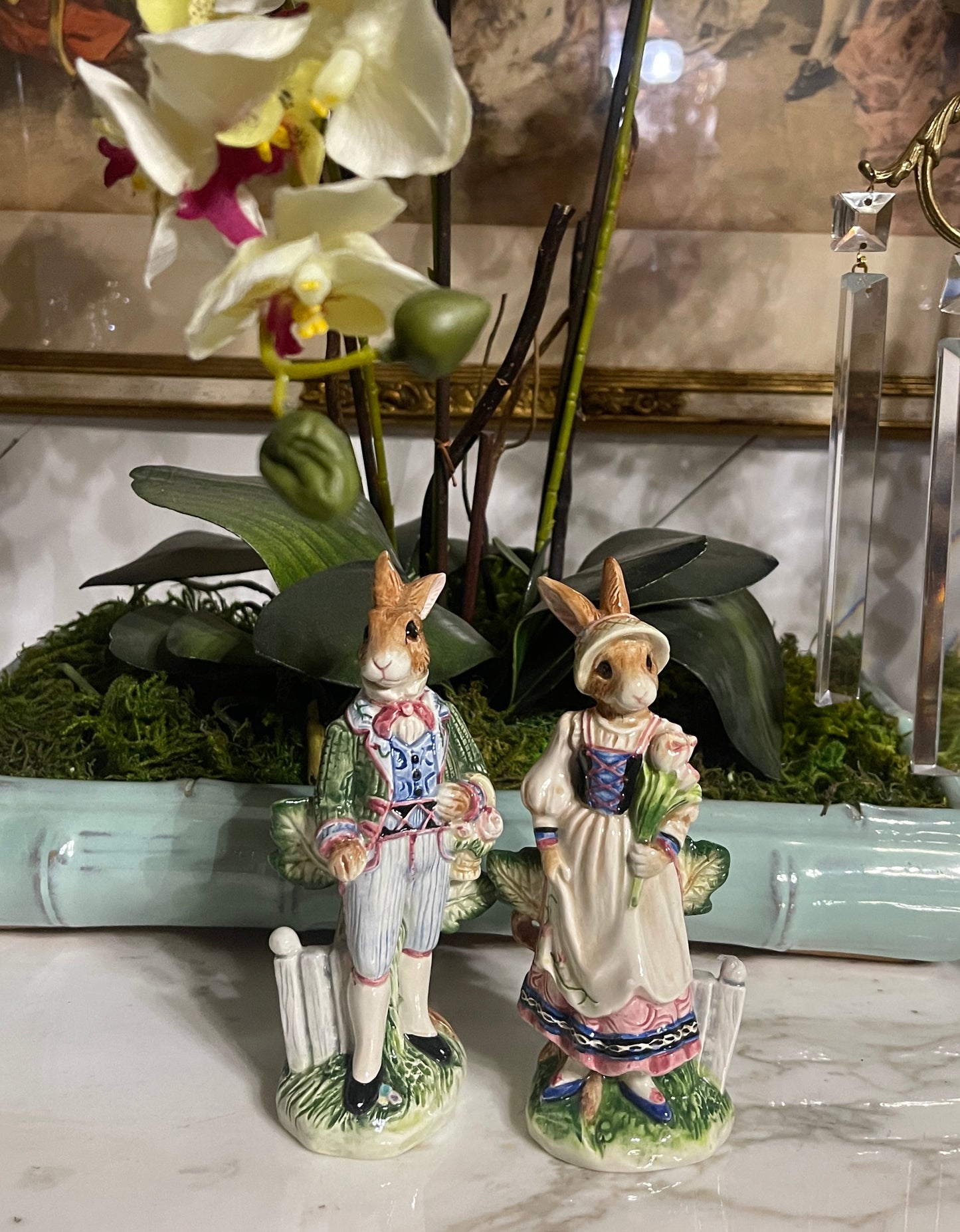 Vintage Fitz and Floyd Classics Old World Rabbits Salt and Pepper Shakers