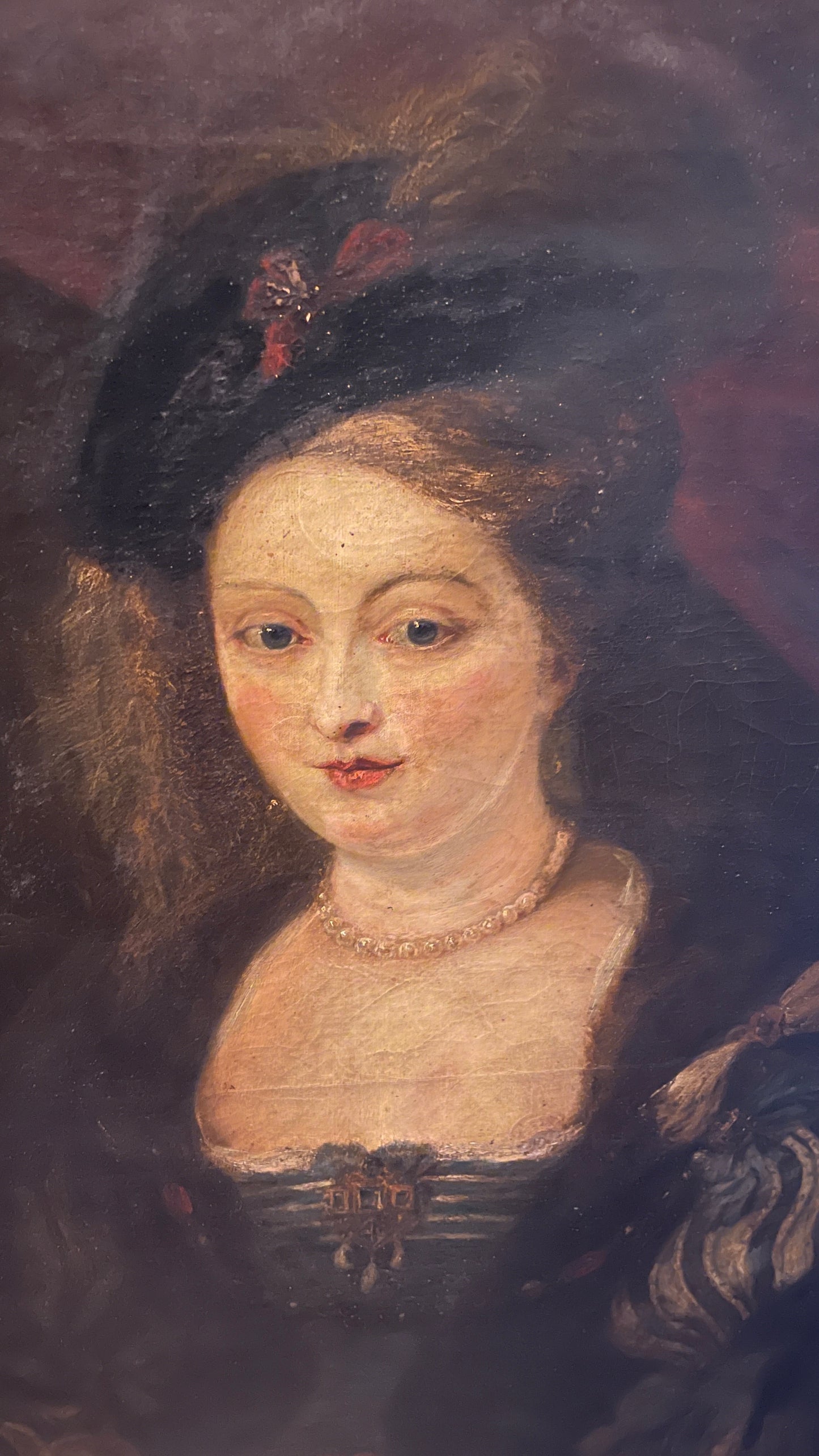19th Century Continental School Oil Portrait After Peter Paul Rubens’ Portrait of Helena Fourment, Estate Sourced
