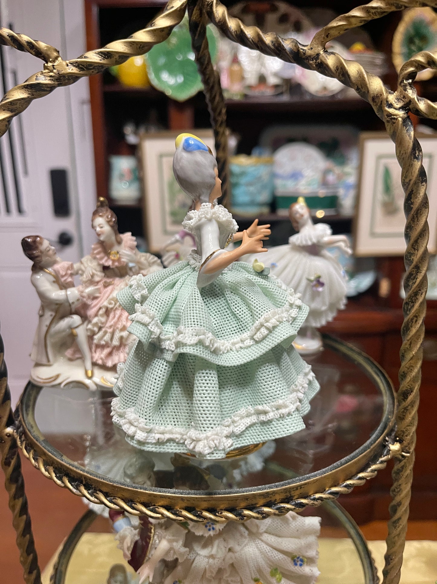 Lovely German Porcelain Dresden Lace Figurine | Vintage European Porcelain
