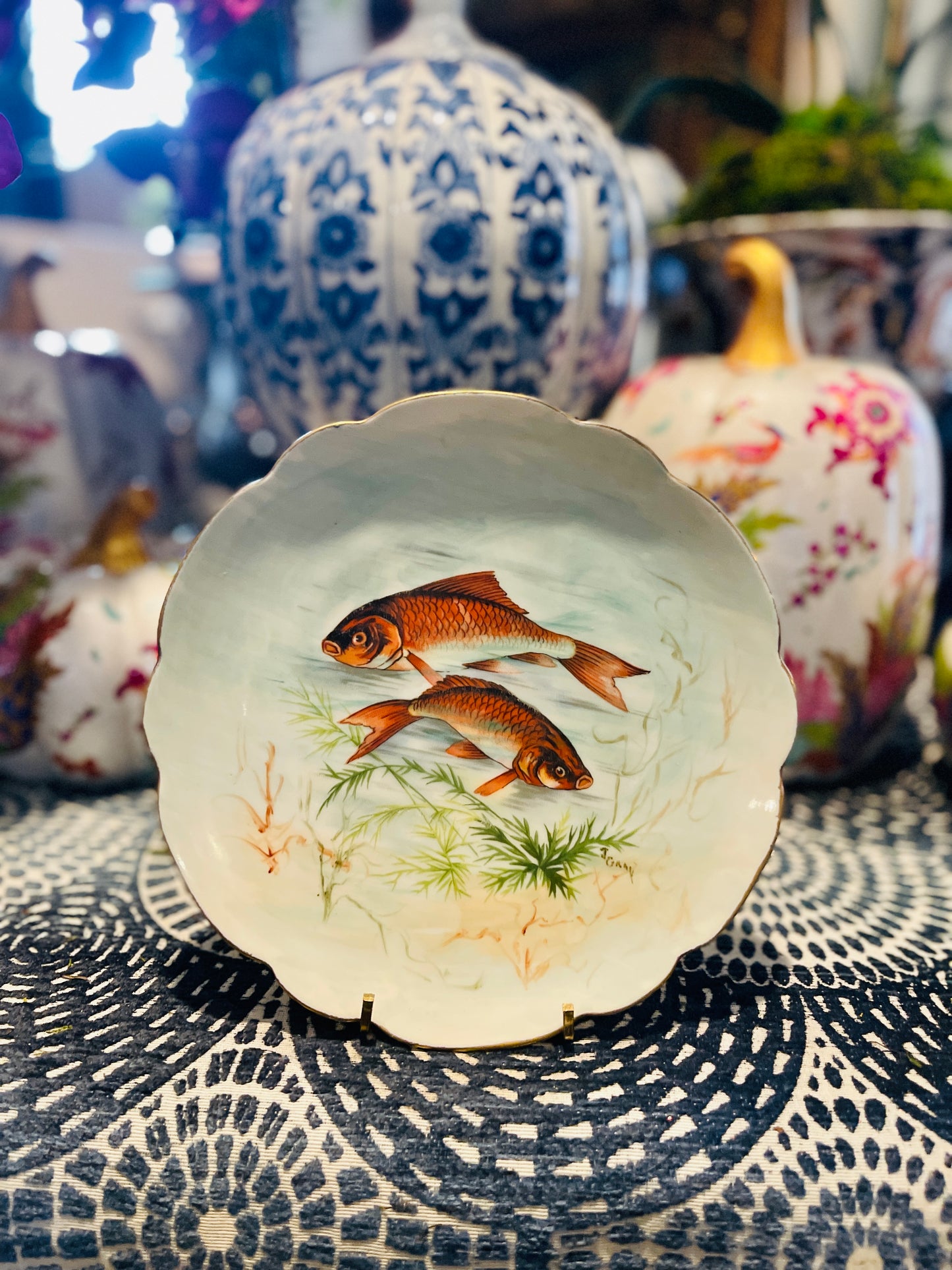 Hand Painted Porcelain Fish Plate, Classics Bavaria, Artist Signed