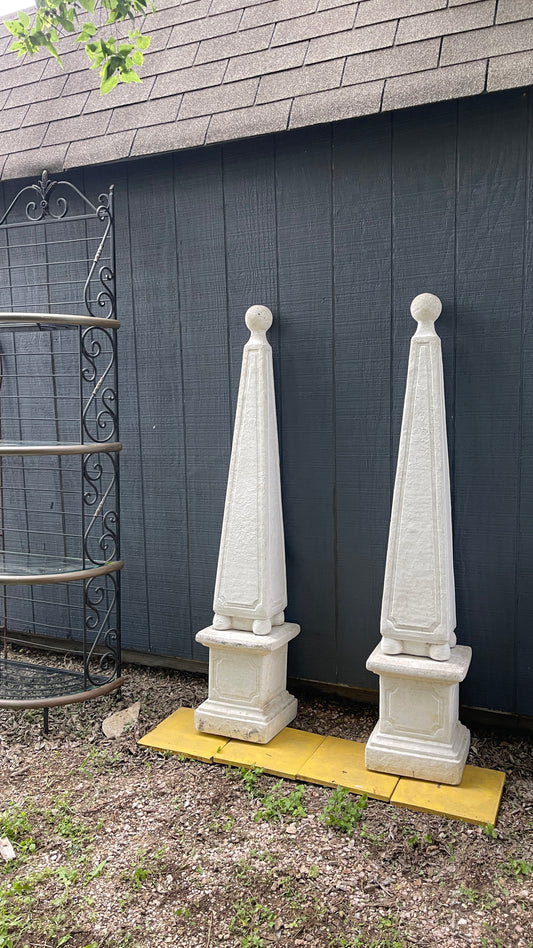 Estate-Sourced Cast Stone Garden Obelisk- Two Available- 
Offered  Individually