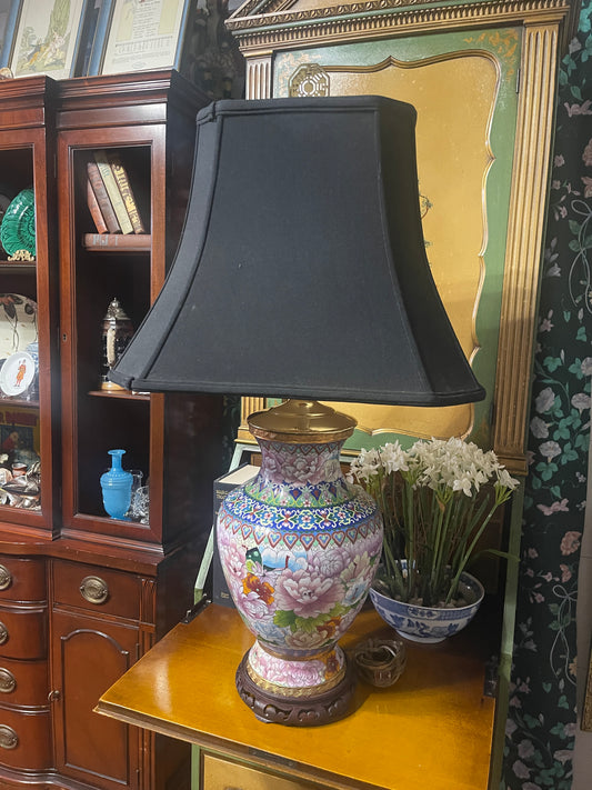 Vintage Chinoiserie Cloisonné Lamp – A Tapestry of Color and Craftsmanship, Estate Decor