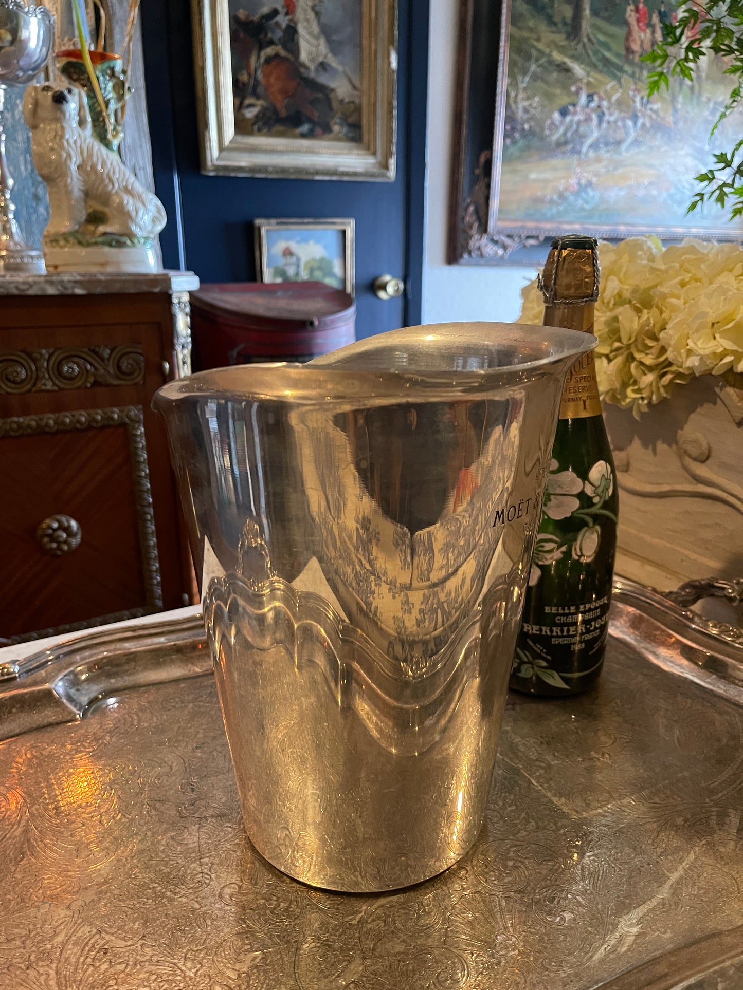 Vintage Moët & Chandon Champagne Urn, French Aluminum Ice Bucket | Iconic Champagne House Display Piece