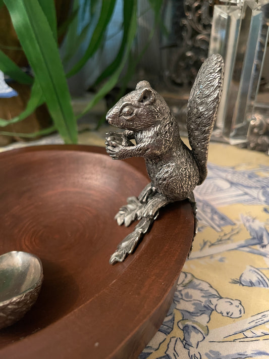 Vagabond House Standing Squirrel Nut Bowl with Pewter Acorn Scoop