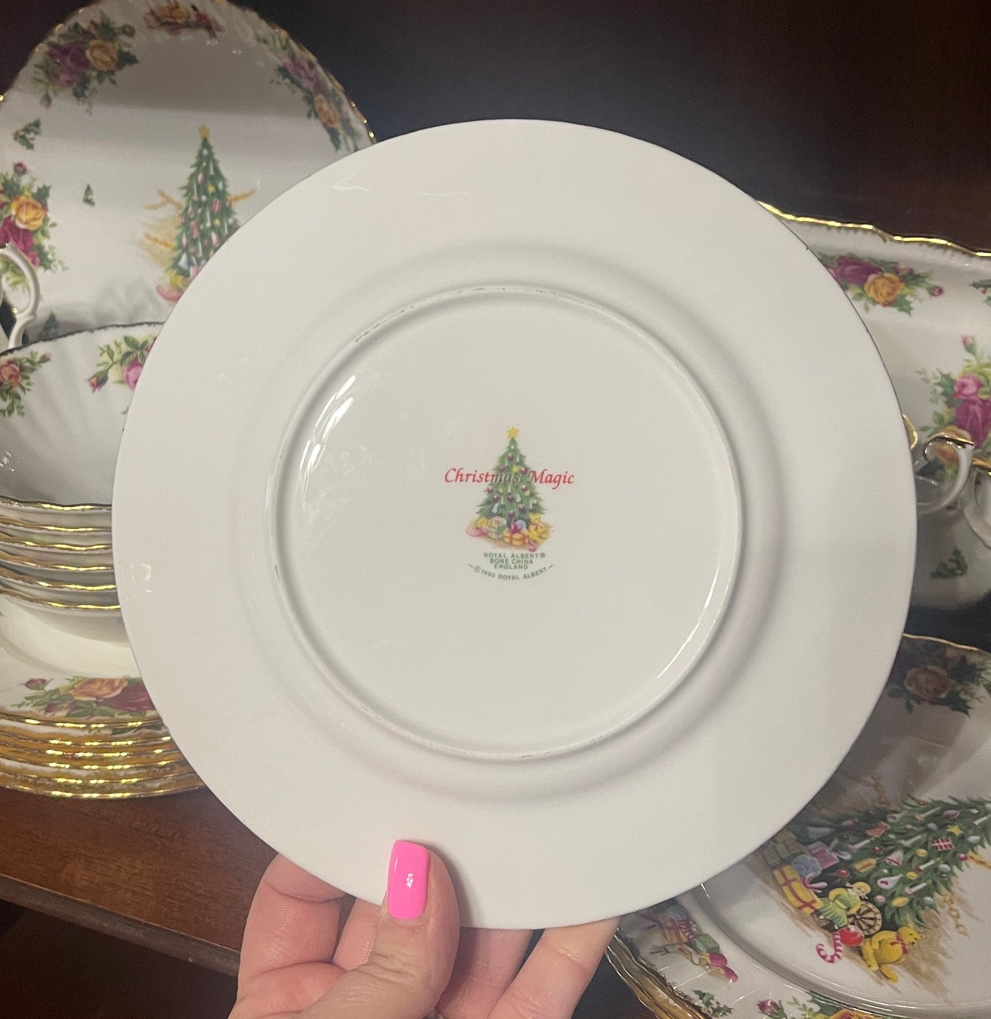 Vintage Royal Albert Christmas Magic Old Country Rose Footed Teacups- Set of Four- Three Sets Available