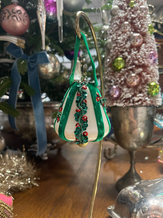 Vintage Satin String Push Pin Bell Ornament