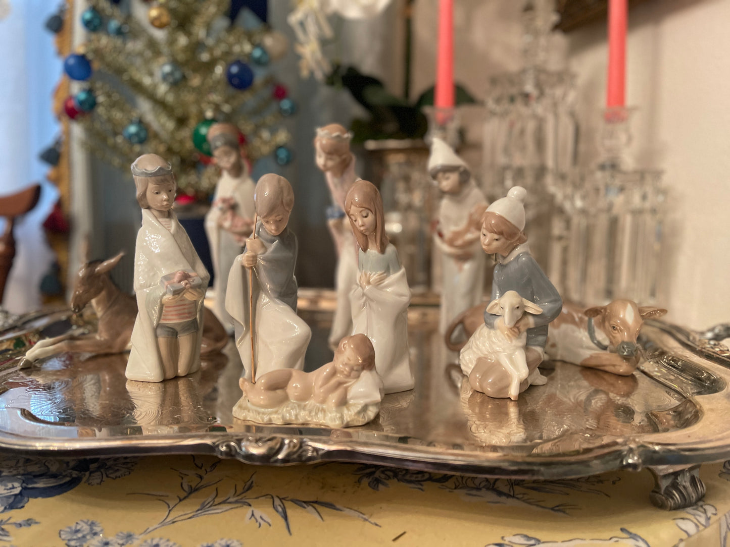 Vintage Lladro Children's Nativity Glossy Set 10 piece Spain, Porcelain