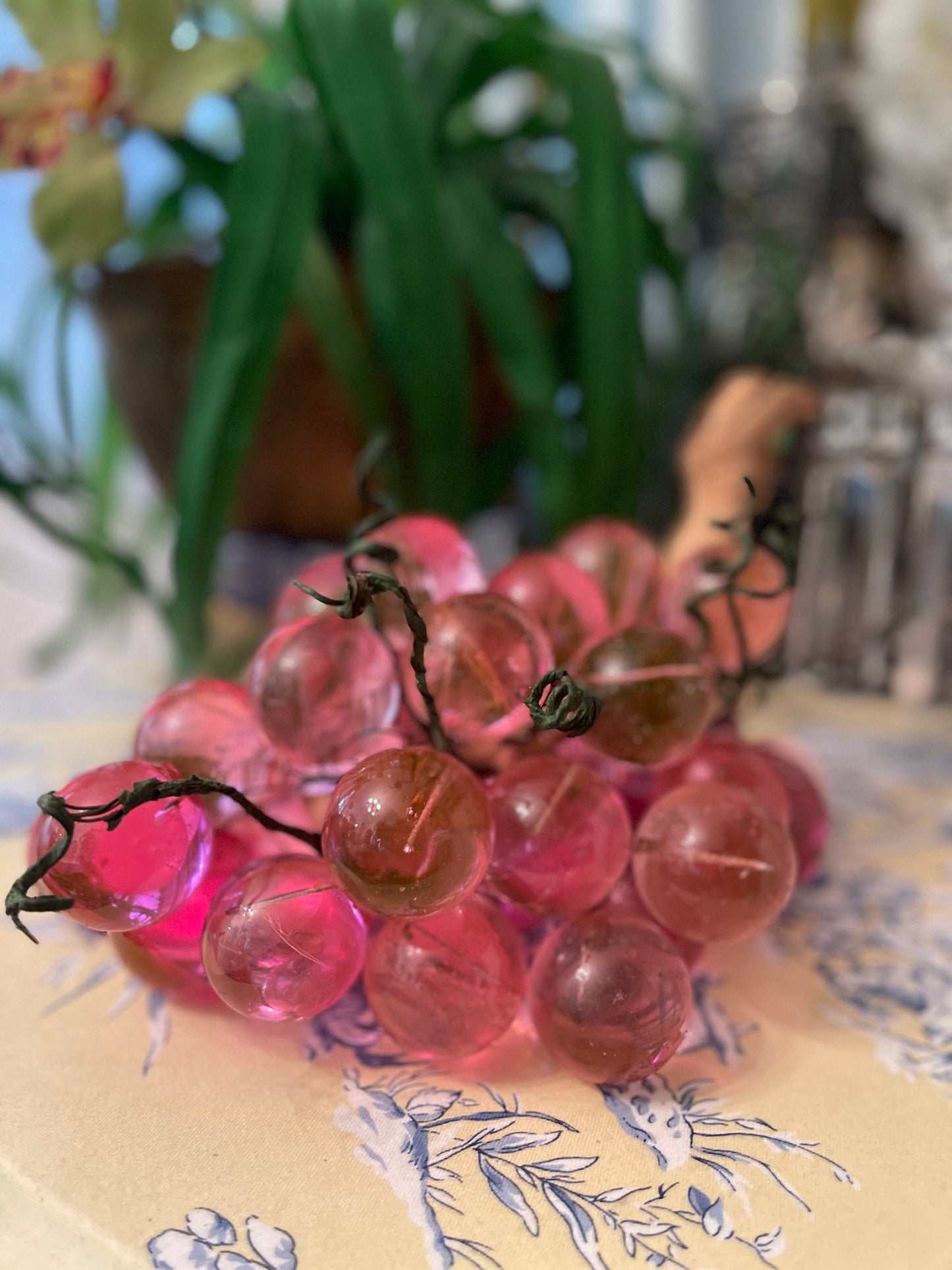 Pink Lucite Grapes, Vintage Decor