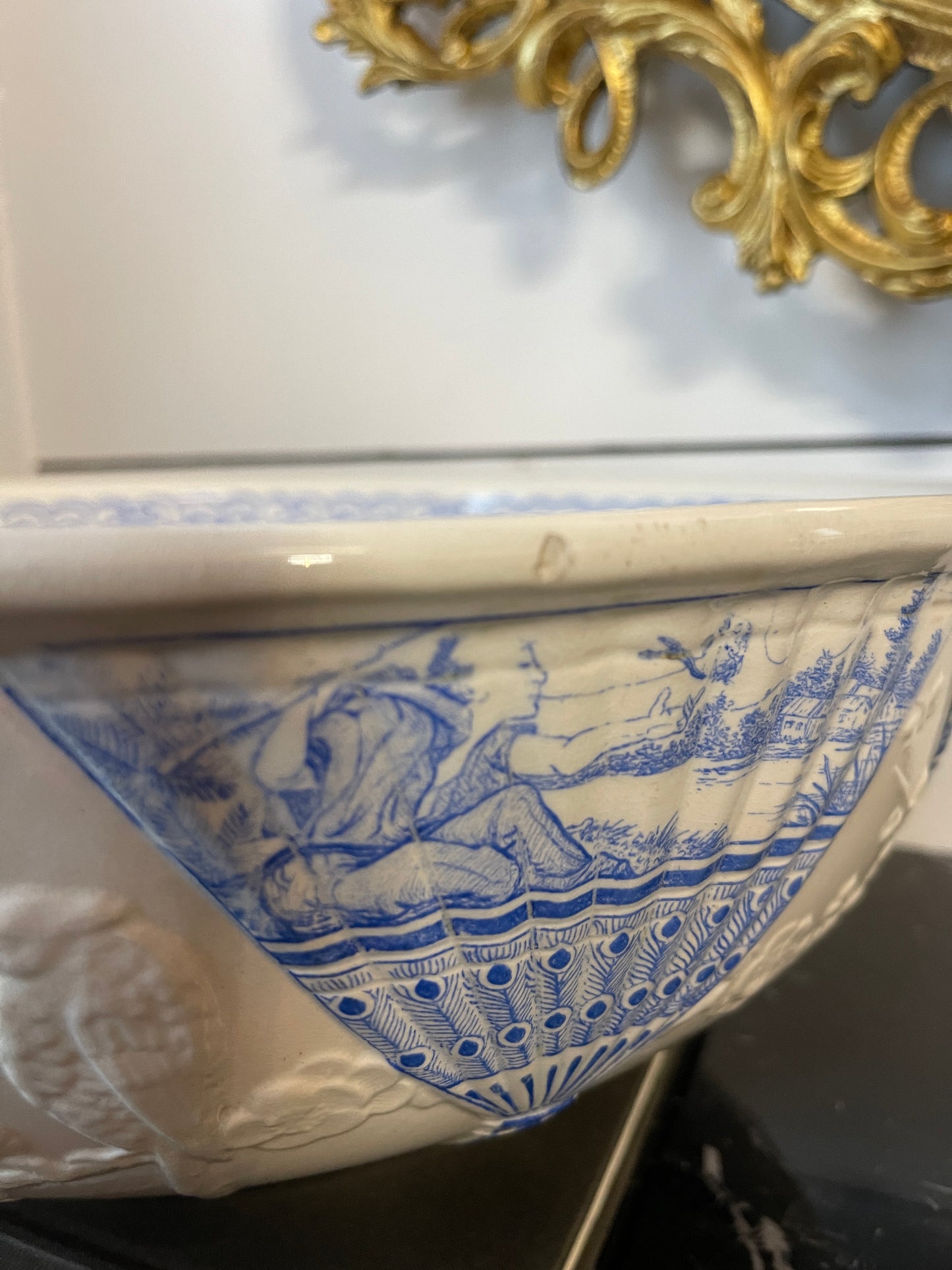 Antique Wedgwood Blue & White Chinoiserie Transferware Bowl