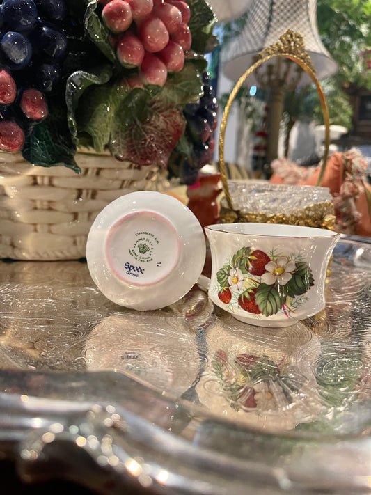 Vintage Strawberry Ripe Hammersley Creamer and Sugar Bowl, Bone China, Made in England