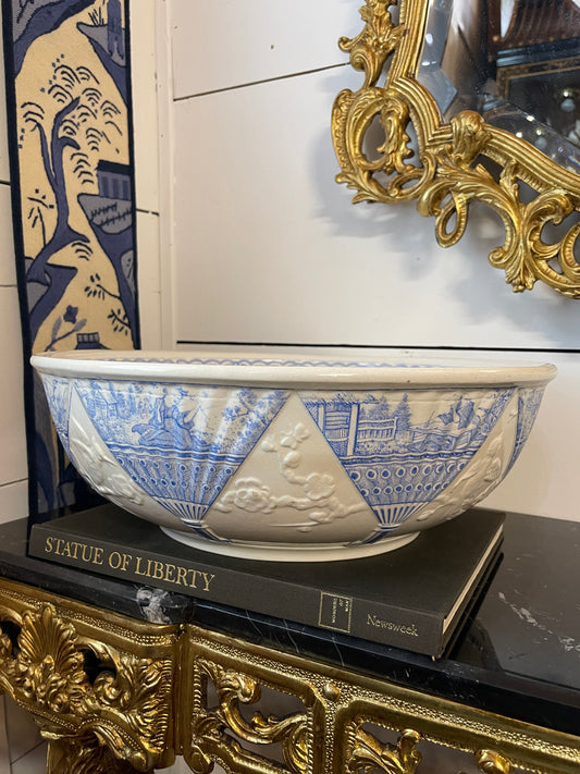Antique Wedgwood Blue & White Chinoiserie Transferware Bowl