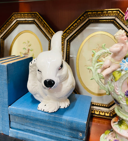 Vintage Italian Rabbit | Hand-Painted White Bunny | Spring & Easter Estate Décor