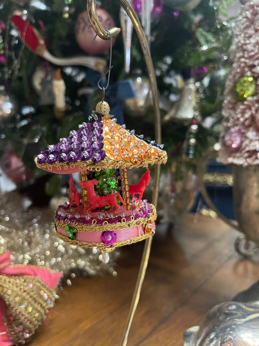 Pink Crousel Push Pin Christmas Ornament