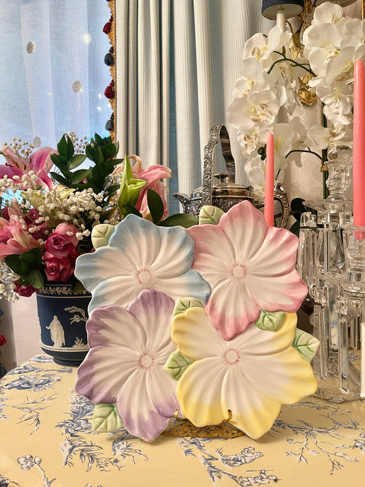 Vintage Bombay Co Spring Flowers Platter, Vibrant Colors