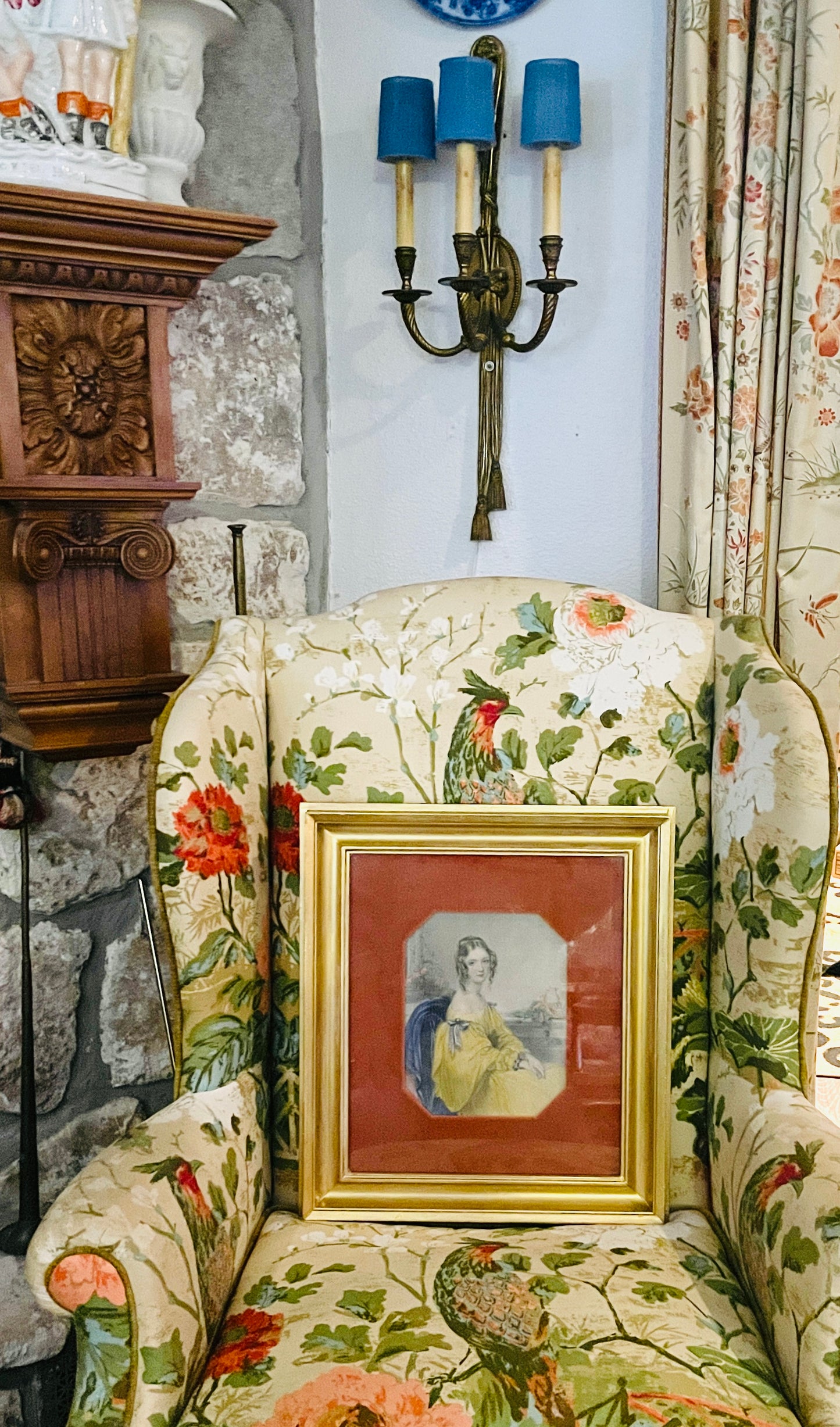 Antique Hand-Colored Lithograph of Lady Frances Conpeil After John Hader, 19th Century Gilded Age Portrait, Round Top Find