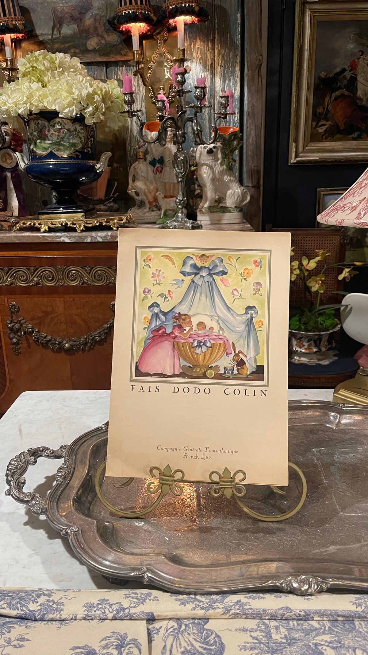 1956 French Line Illustrated Menu — Fais Dodo Colin | Jean A. Mercier