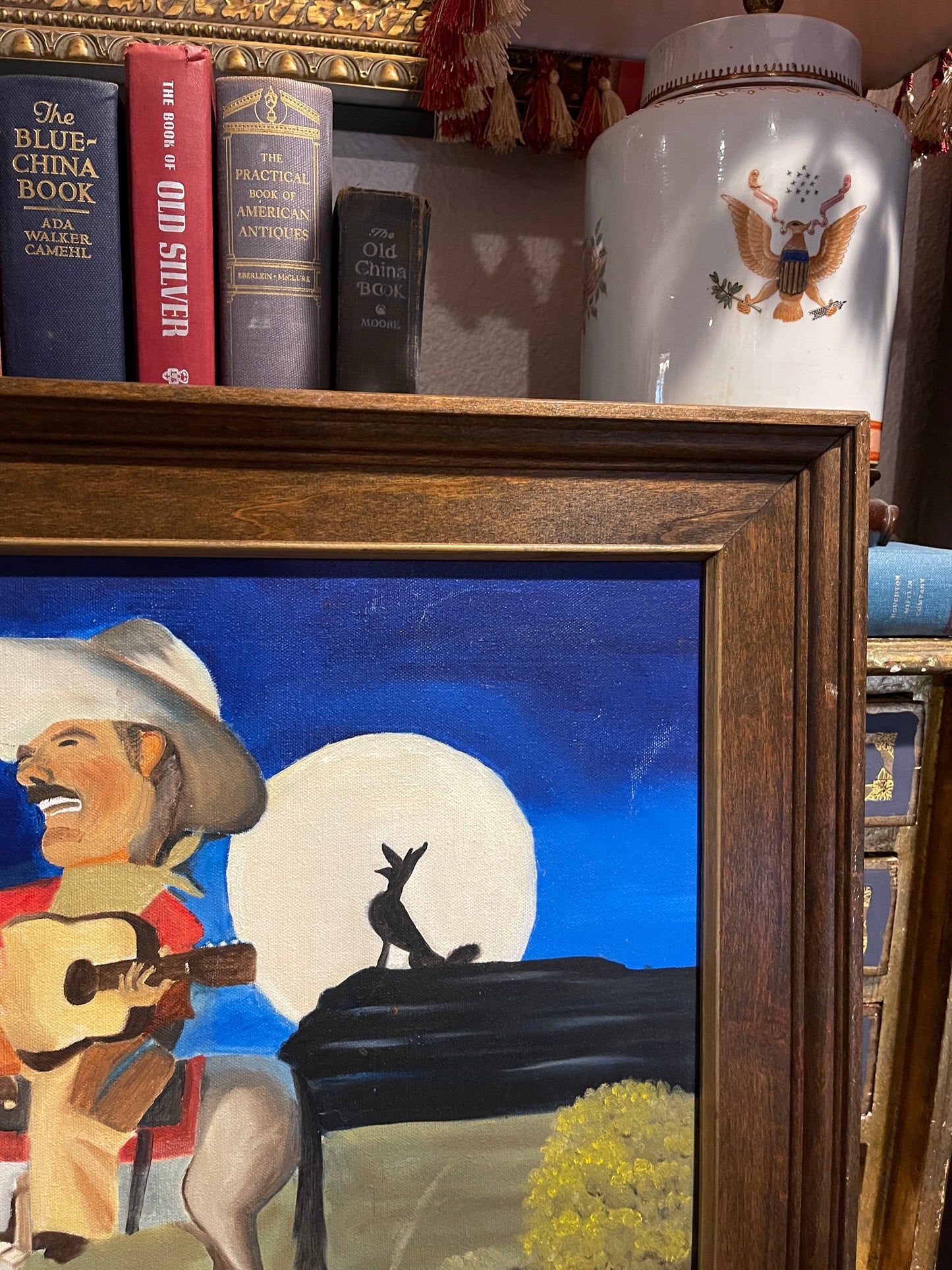Vintage Singing Cowboy on Horseback Oil Painting, Texas Art, Artist Signed, Estate Art