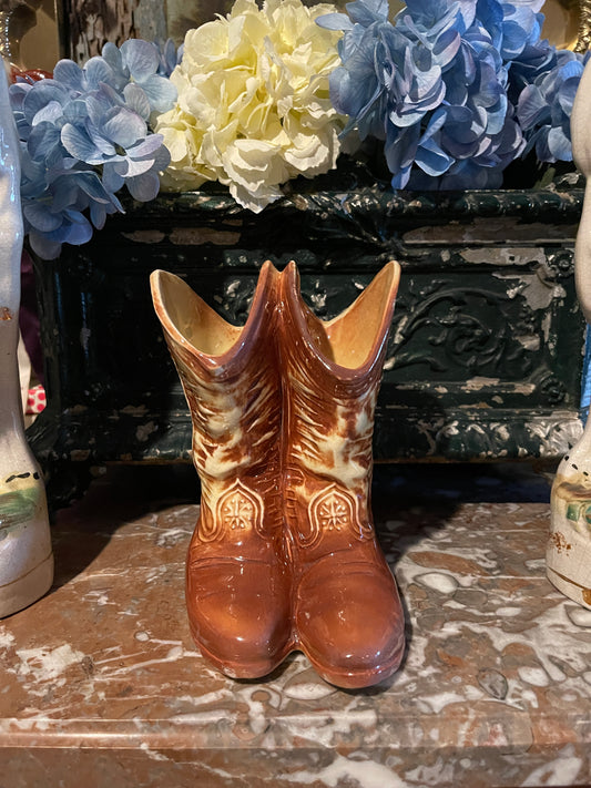 Vintage McCoy Pottery Cowboy Boot Planter |  American Pottery Western Texas Décor