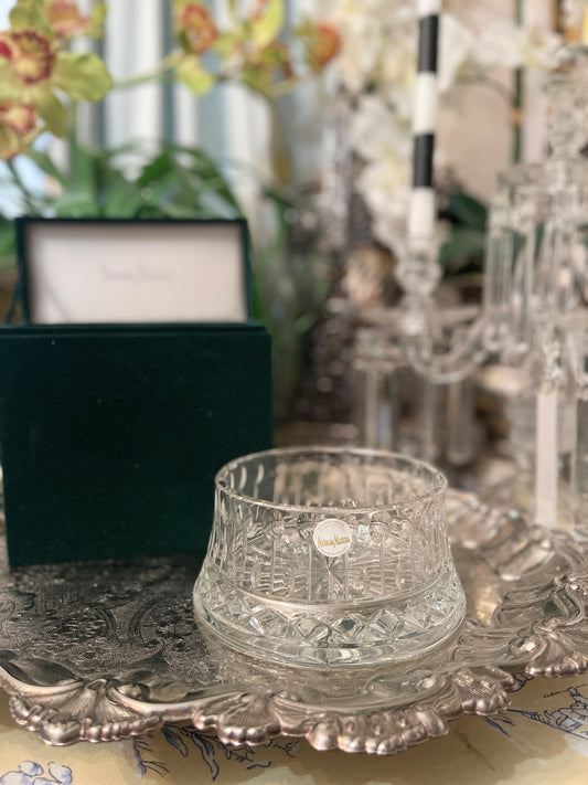 Neiman Marcus Cut Polish Crystal Bowl in Iconic Green Box